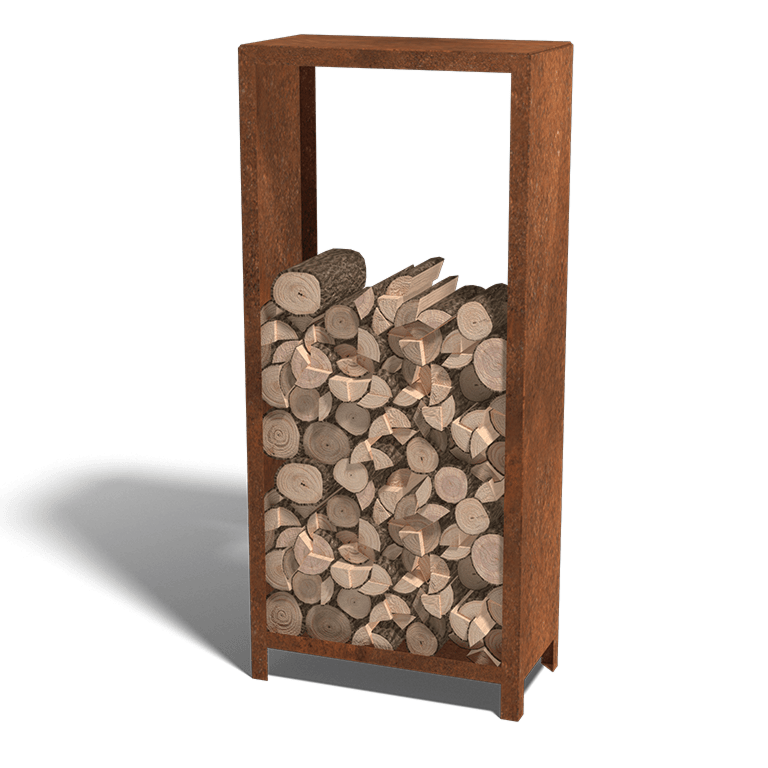 Corten steel log storage Indiana 180 x 80 x 40 cm