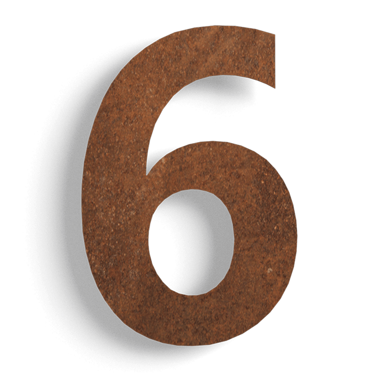 Corten steel house number 6 - 80 cm