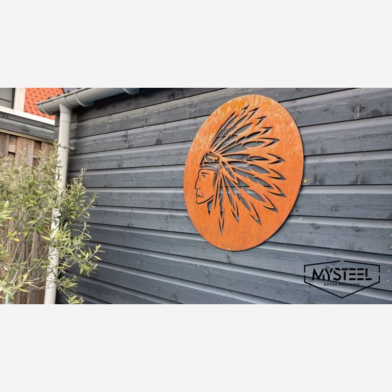 Corten steel wall decor Native American