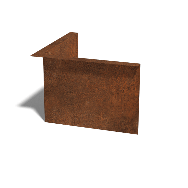 Corten steel border edge angled 22 cm inside corner