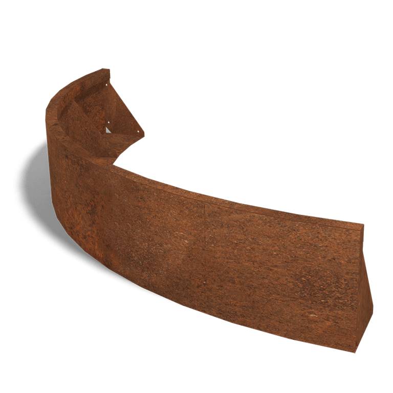 Corten steel retaining wall outside curve 150 x 150 cm (height 30 cm)