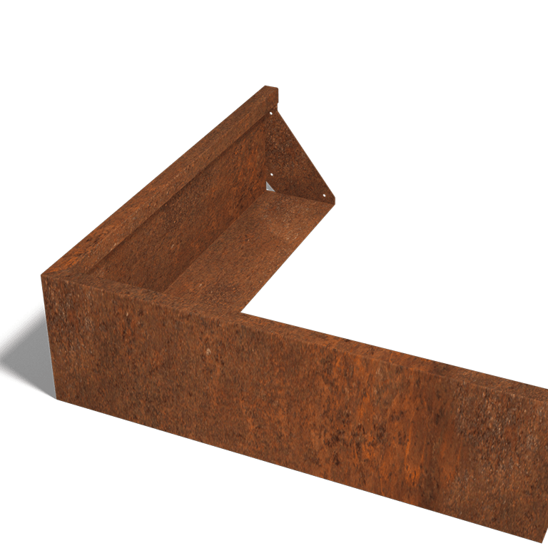 Corten steel retaining wall outside corner 100 x 100 cm (height 30 cm)