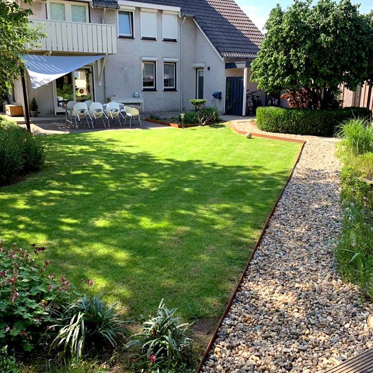 Corten steel lawn border edging - Flattened - Height 13 cm - Complete set 24 meter
