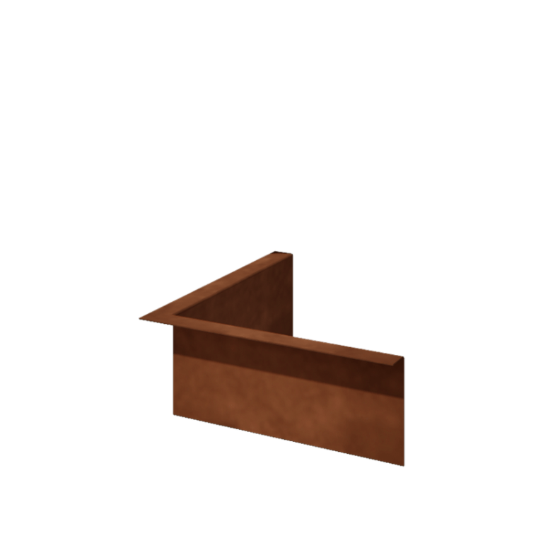 Corten steel lawn border edging - Bent edge - Inner corner - Height 12 cm