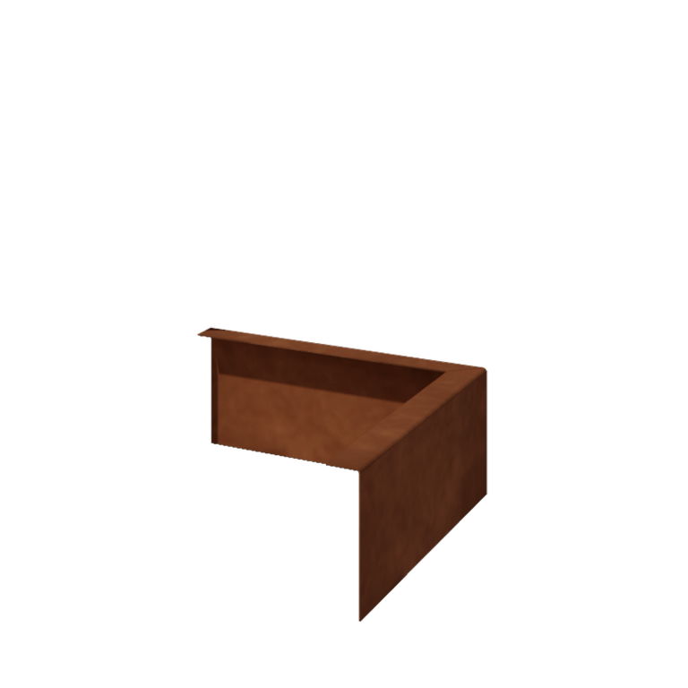 Corten steel border edge angled 12 cm outside corner
