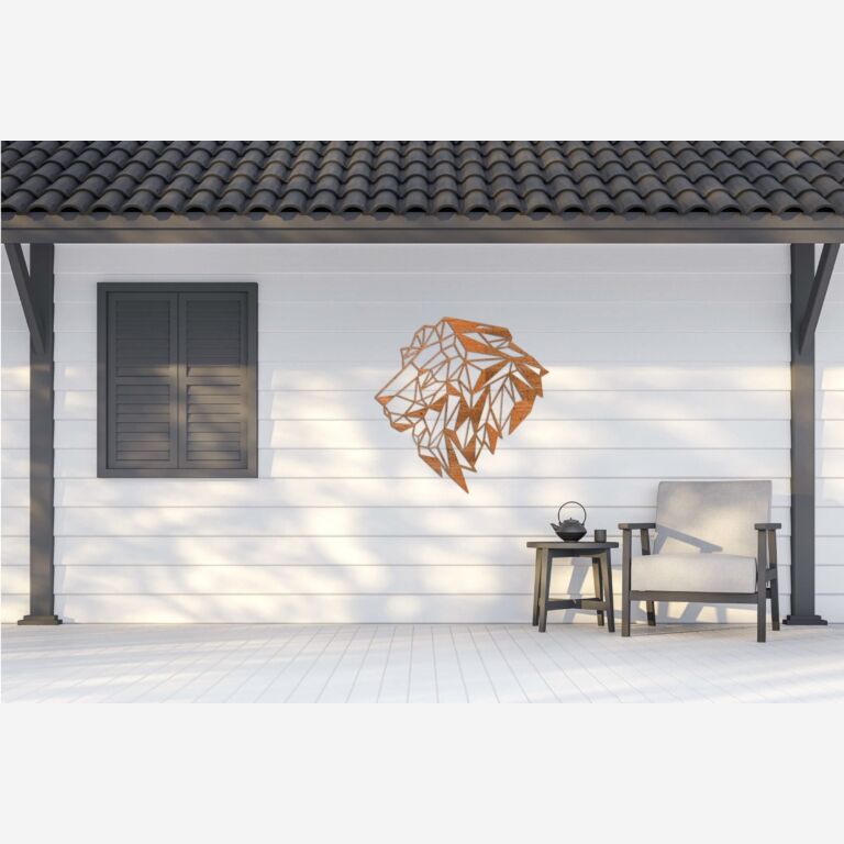 Corten steel wall decor Lion 2.0