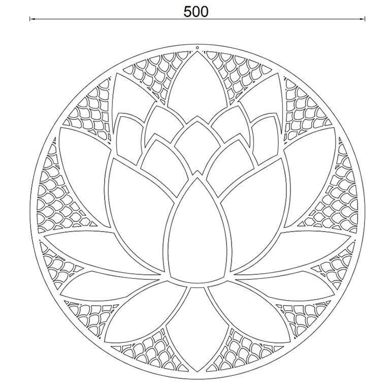 Corten steel wall decor Lotus flower