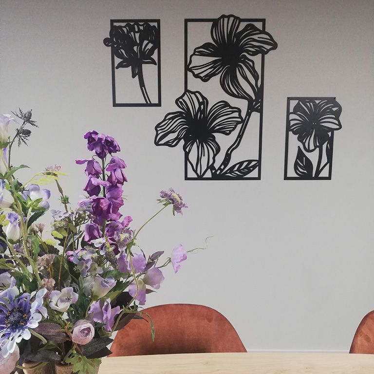 Metal wall decor Flowers 3 parts