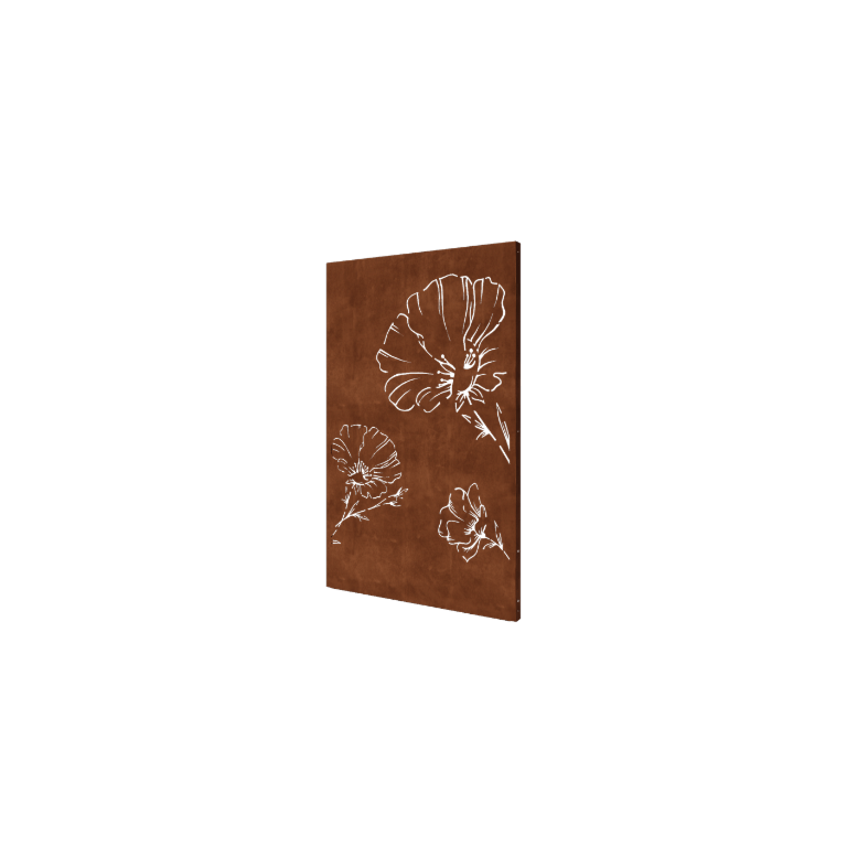 Corten steel panel poppy 120 x 6 x 190 cm