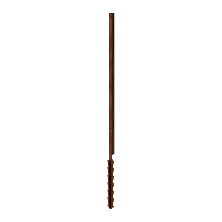 corten steel garden panel post corner with support pin 190 x 6 x 6 cm