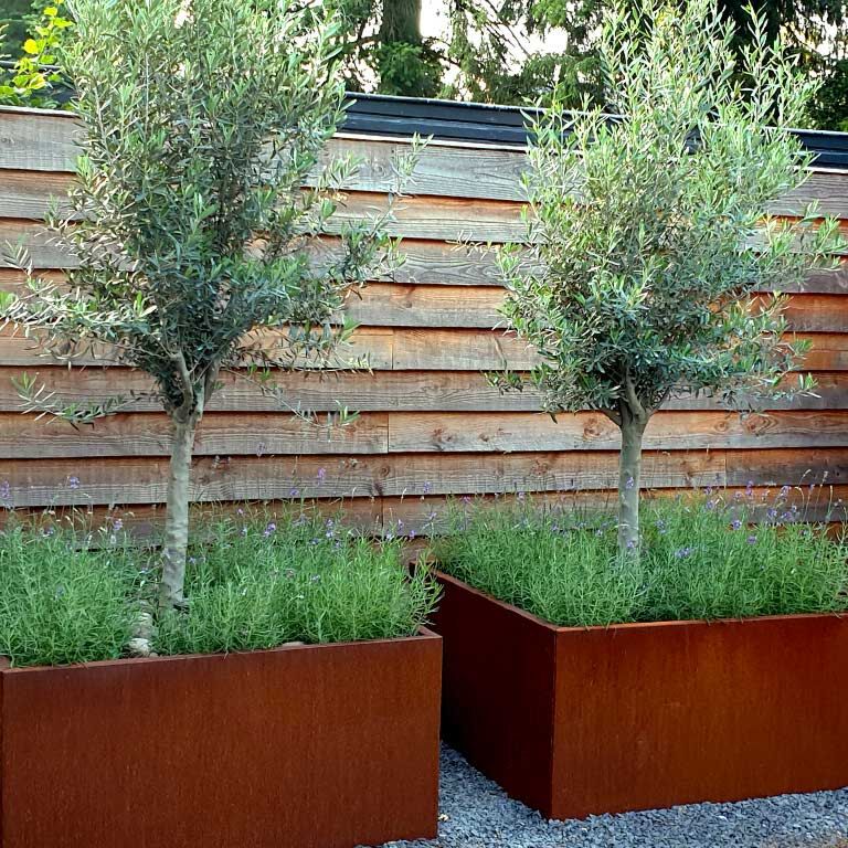 Corten steel planter Miami 120 x 120 cm