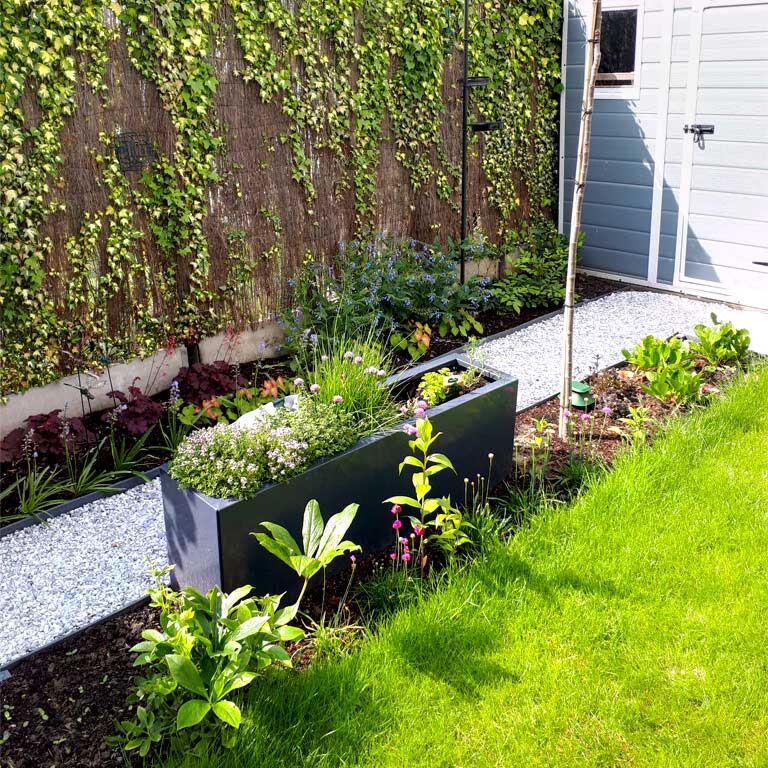 Powder coated steel planter Texas 30 x 120 cm