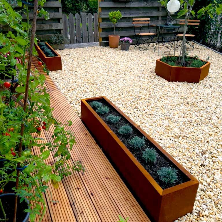 Corten steel planter Texas xxl 160 x 30 cm