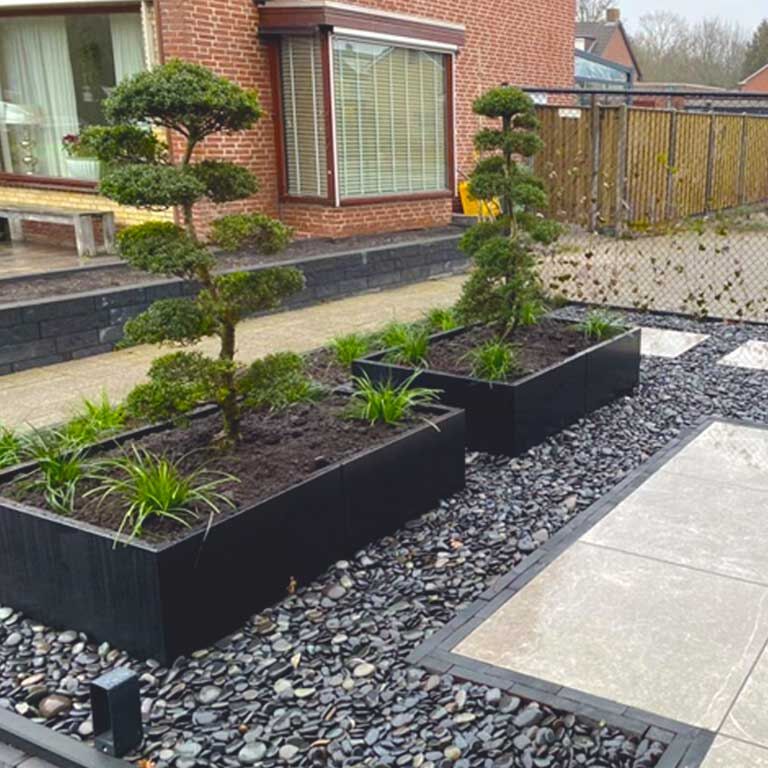 Powder coated steel planter Texas xxl 160 x 100 cm
