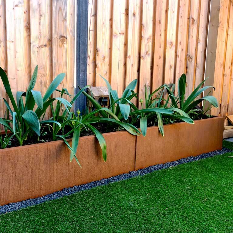 Corten steel planter Texas xxl 240 x 50 cm