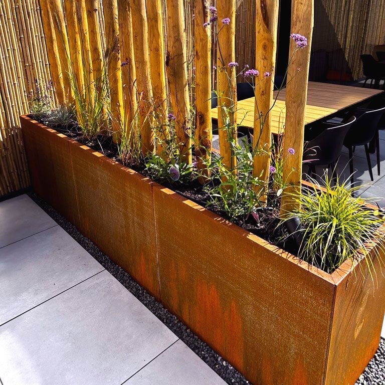 Corten steel planter Texas xxl 300 x 60 cm