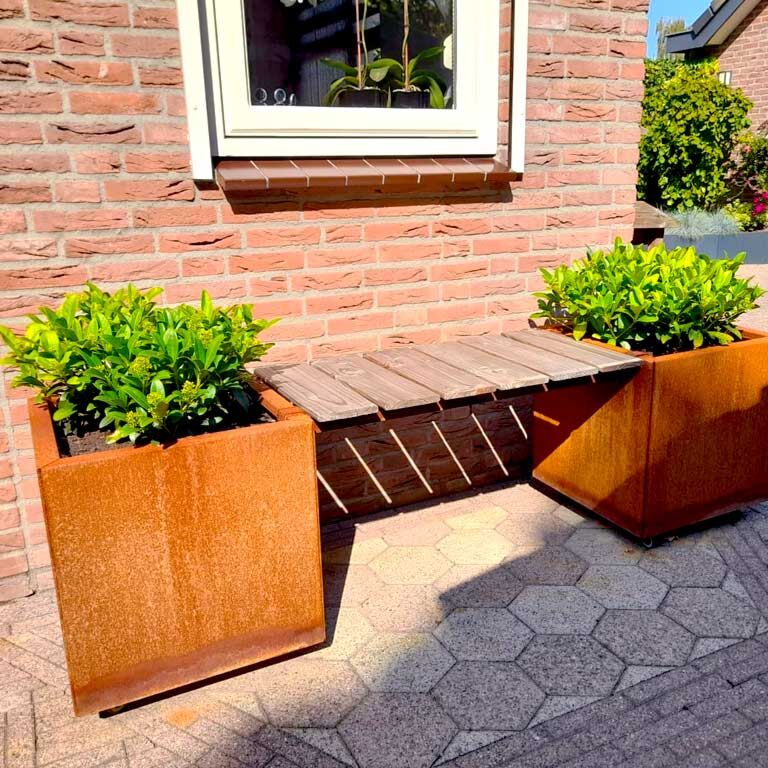 Corten steel planter with bench Vegas Miami