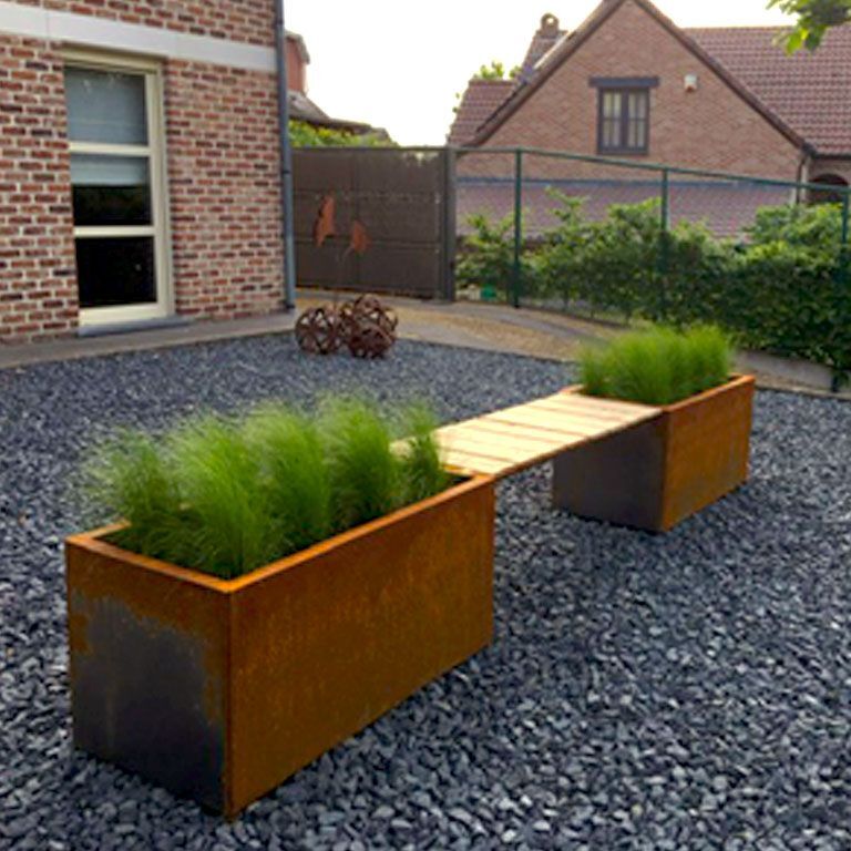 Corten steel planter with bench Vegas Texas