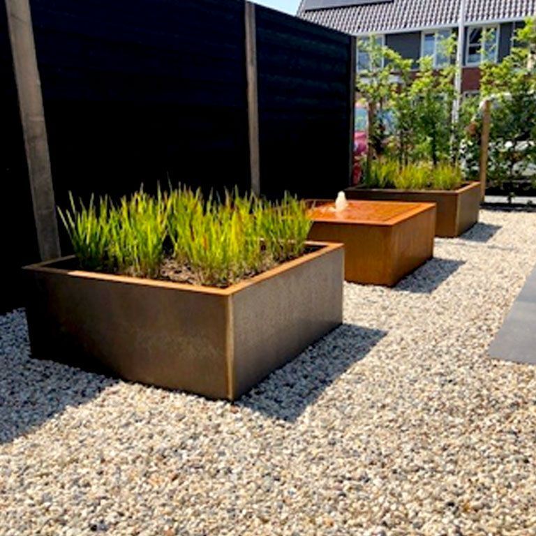 Corten steel welded planters Montana 100 x 100 x 40 cm