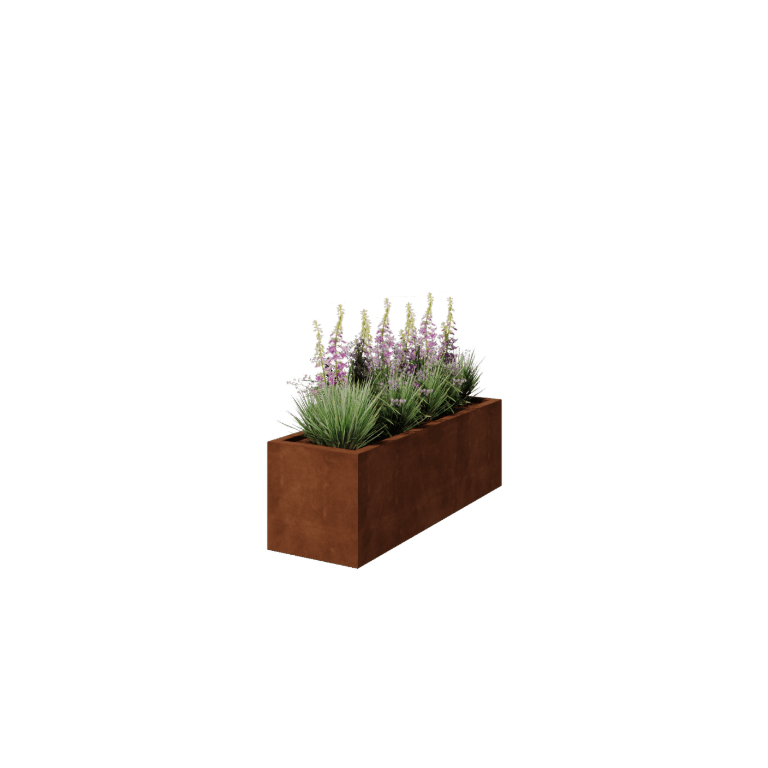 Corten steel welded planters Montana 150 x 50 x 50 cm