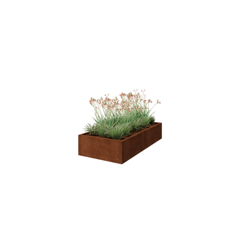 Corten steel welded planters Montana 200 x 100 x 40 cm
