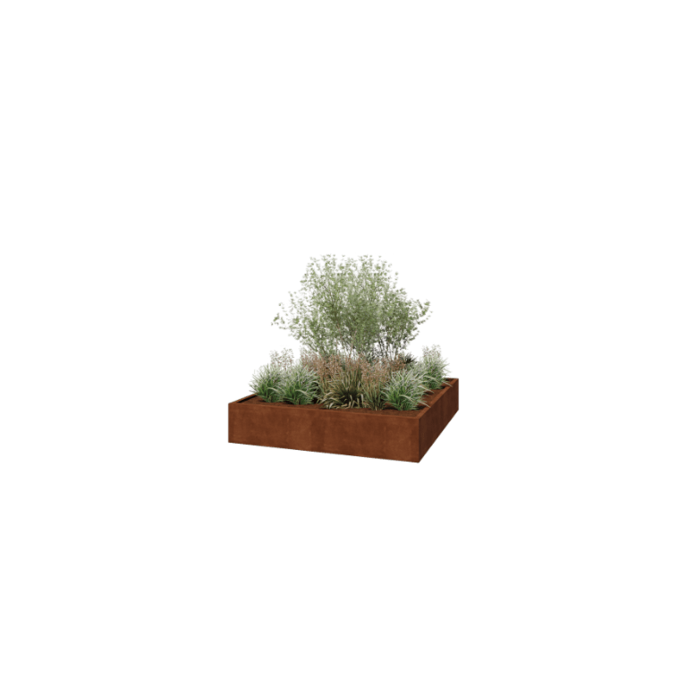 Corten steel welded planters Montana 200 x 200 x 40 cm