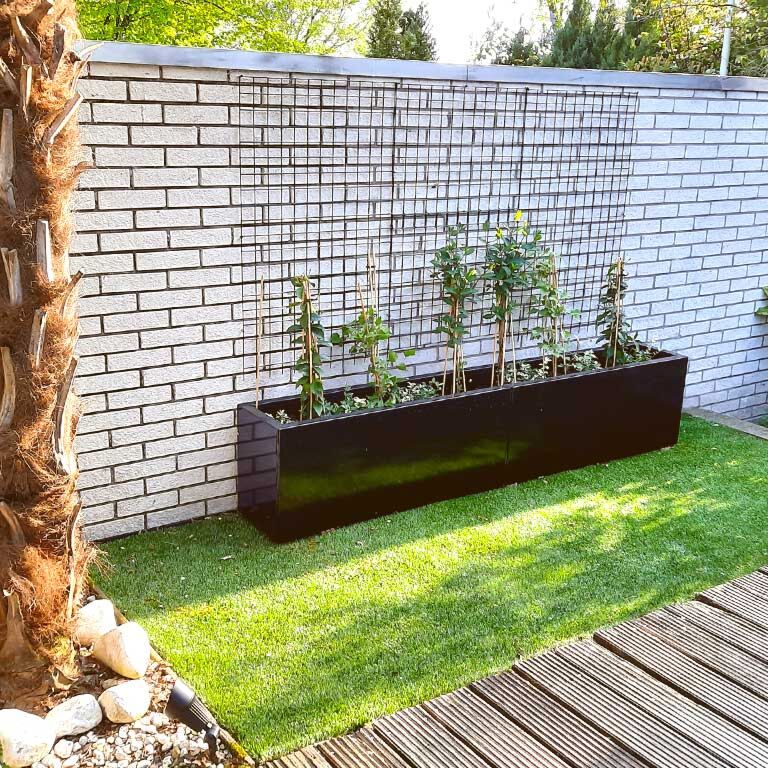 Powder coated steel planter Texas xxl 200 x 30 cm