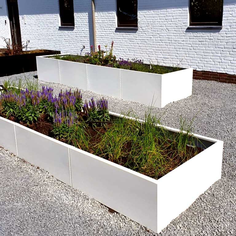 Powder coated steel planter Texas xxl 320 x 80 cm