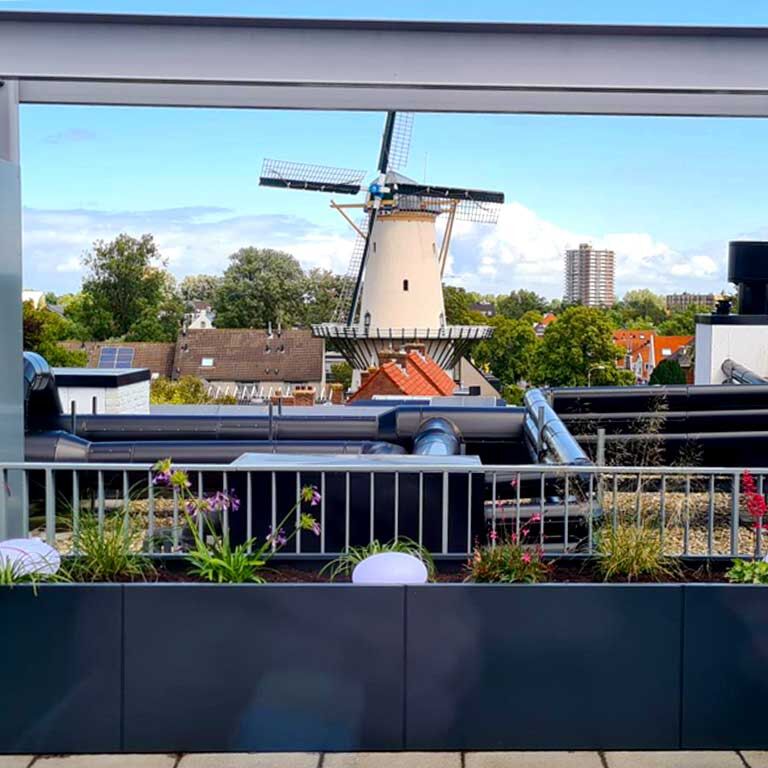 Powder coated steel planter Texas xxl 400 x 80 cm