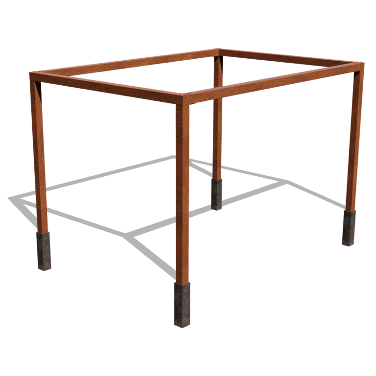 Corten steel pergola square setup 424 x 300 cm