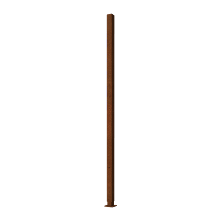 corten steel garden panel post corner with flat base 190 x 6 x 6 cm