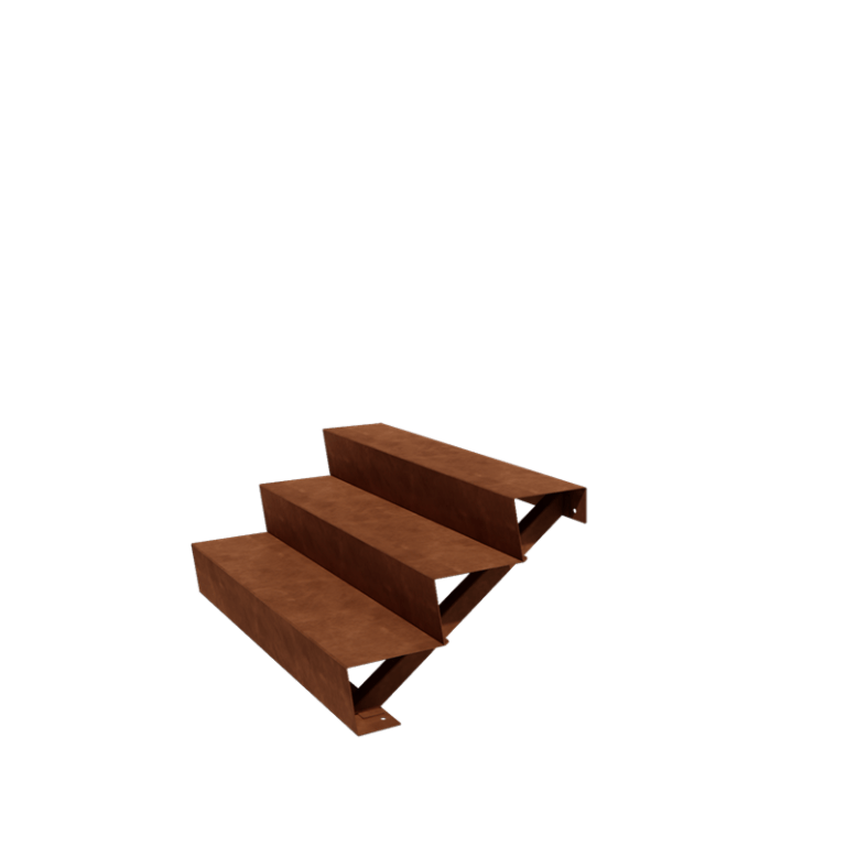 Corten steel garden stairs - 3-steps - 72 x 120 x 51 cm
