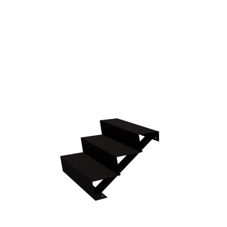 Steel garden stairs - 3-steps - 48 x 80 x 51 cm - RAL9005 matt (black)