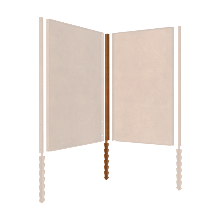 corten steel garden panel post corner with support pin 190 x 6 x 6 cm