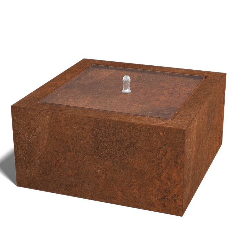 Corten steel water table 80 x 80 x 40 cm