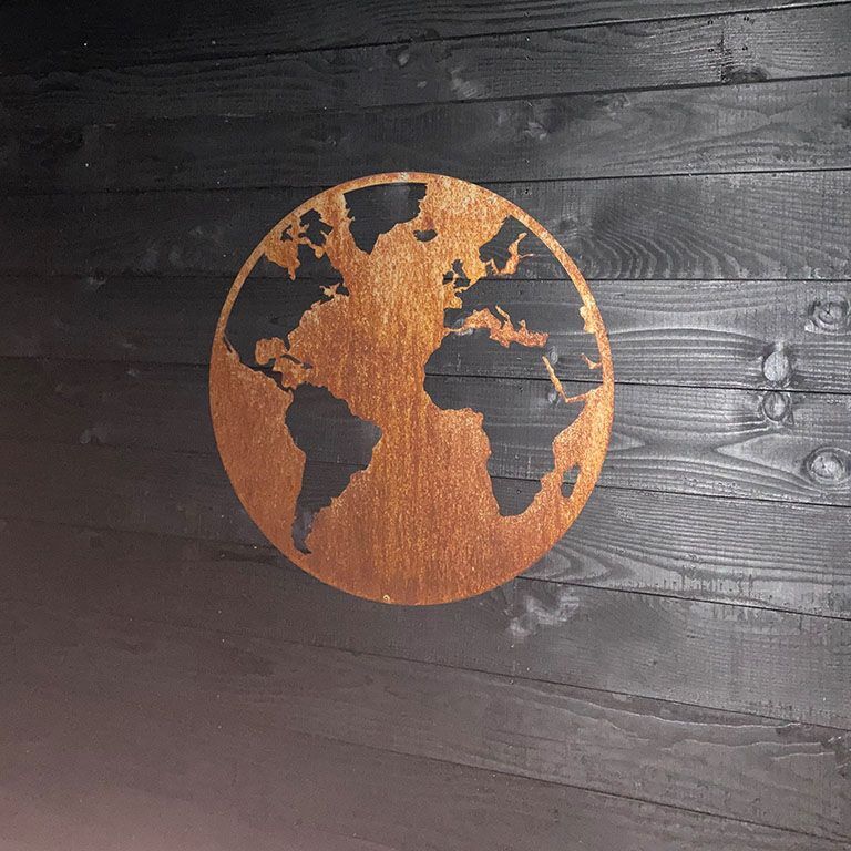 Corten steel wall decor Globe