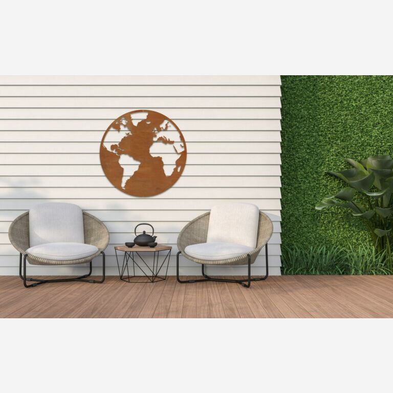 Corten steel wall decor Globe