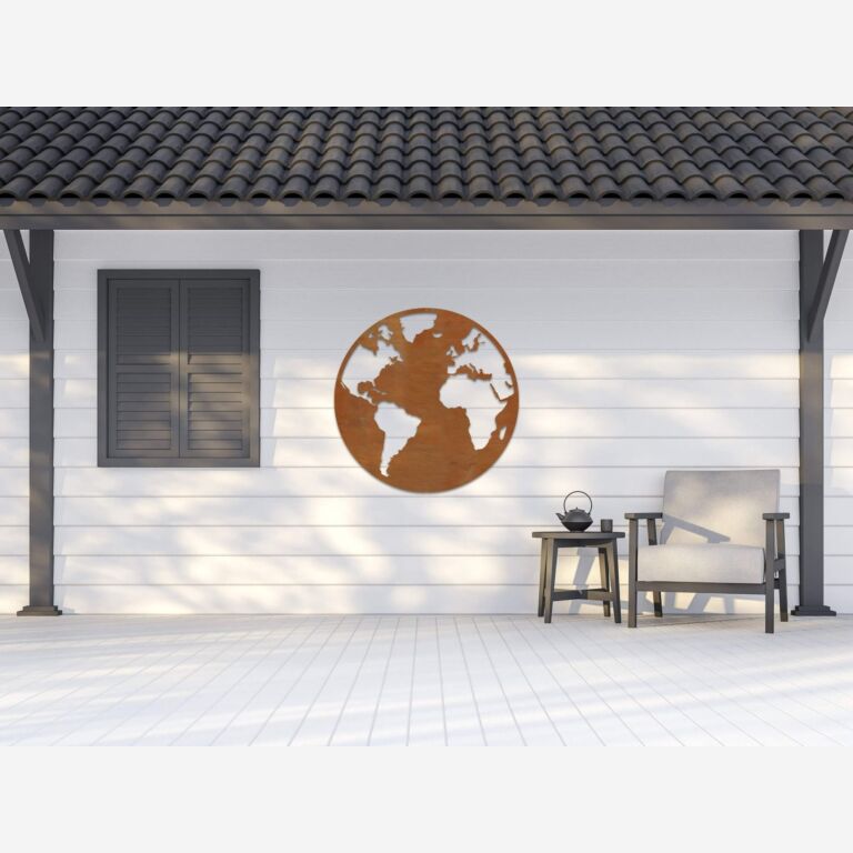 Corten steel wall decor Globe