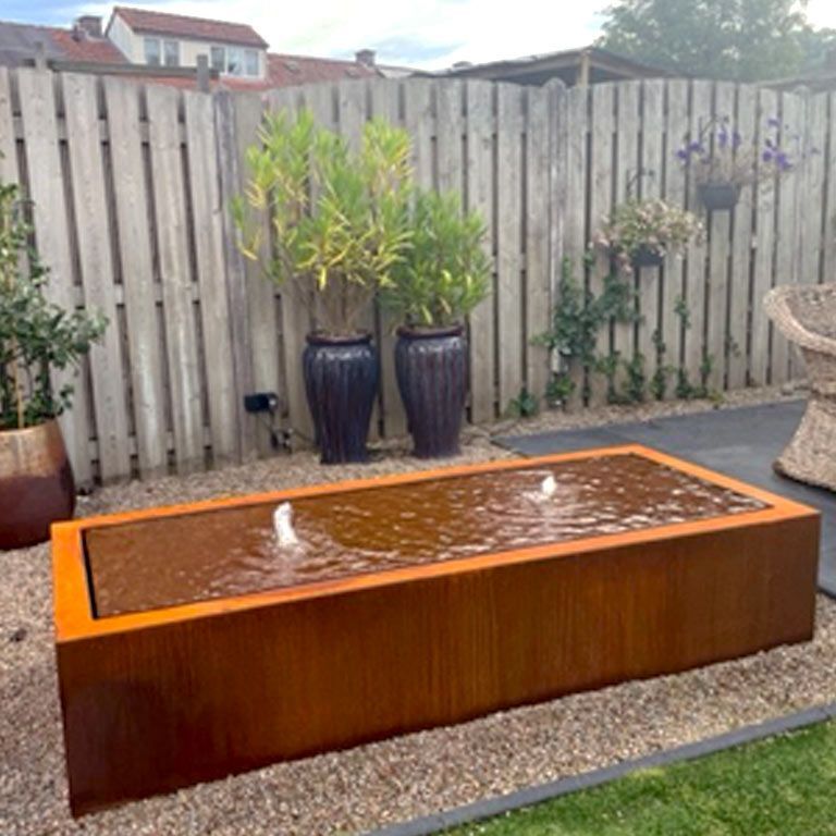 Corten steel water table 200 x 80 x 40 cm