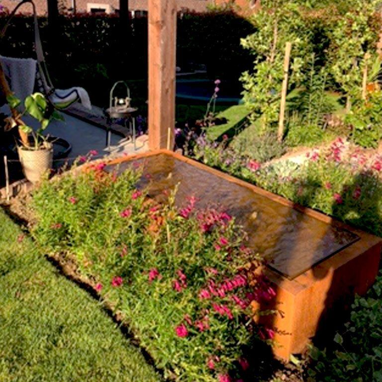 Corten steel water table 200 x 80 x 40 cm