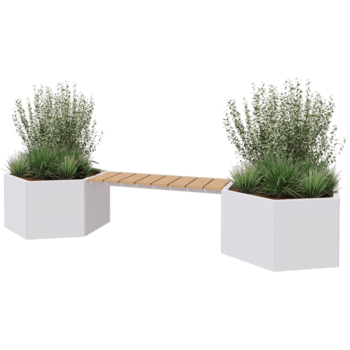 Powder coated steel planter with bench Vegas Denver