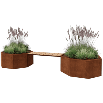 Corten steel planter with bench Vegas Chicago