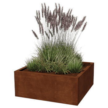 Corten steel welded planters Montana 100 x 100 x 40 cm