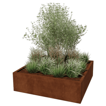 Corten steel welded planters Montana 140 x 140 x 40 cm