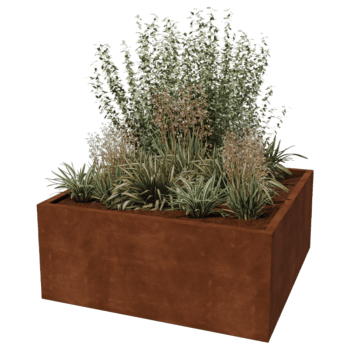 Corten steel welded planters Montana 140 x 140 x 60 cm