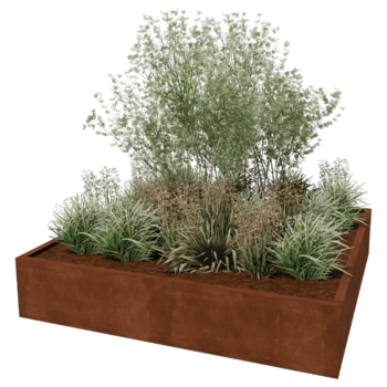 Corten steel welded planters Montana 200 x 200 x 40 cm