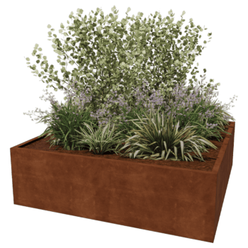Corten steel welded planters Montana 200 x 200 x 60 cm