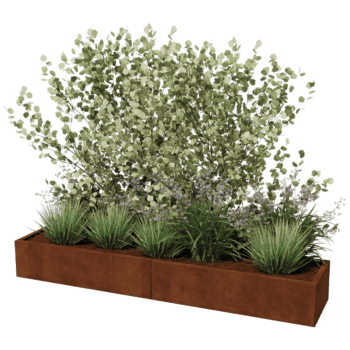 Corten steel planter Texas xxl 240 x 50 cm