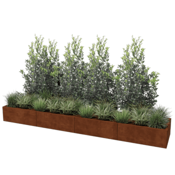 Corten steel planter Texas xxl 320 x 60 cm