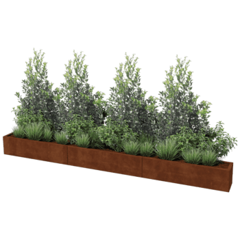 Corten steel planter Texas xxl 360 x 30 cm